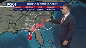 Debby expected to make landfall as a hurricane Monday