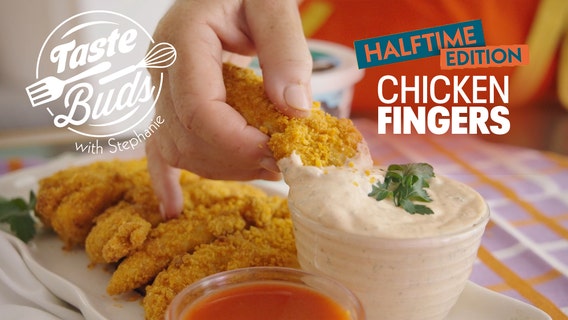 Halftime with Taste Buds: Crispy Cheesy Chicken Fingers