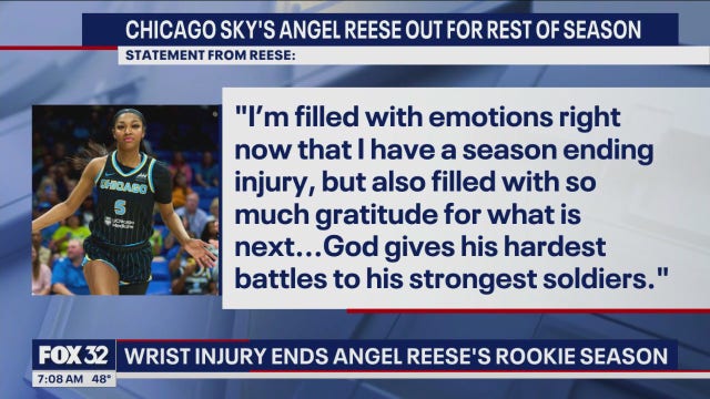 Chicago Sky rookie Angel Reese out for rest of the season due to injury