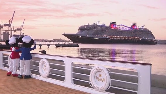 Disney's brand-new cruise ship arrives at Port Canaveral after rescuing 4 people on Monday