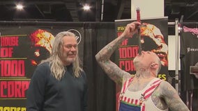 Sword swallowing at the Tattoo Arts Festival