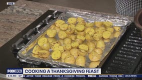 Cooking a Thanksgiving feast: Garlic roasted potatoes