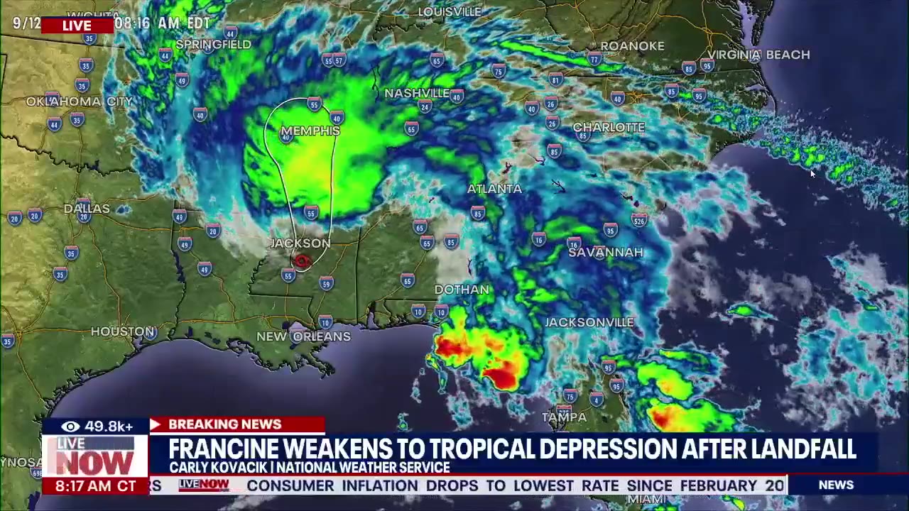 Francine weakens to depression after landfall