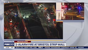 Large fire engulfs strip mall in Bensalem