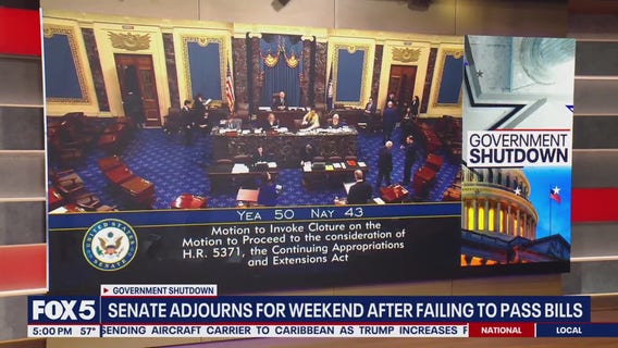 GOVERNMENT SHUTDOWN LATEST: Senate adjourns for weekend
