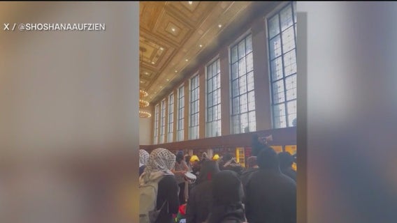 Pro-Palestinian protesters storm Columbia's library