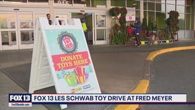 FOX 13 Les Schwab Toy Drive at local Fred Meyers