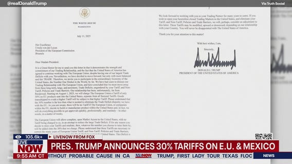 Trump says he's imposing new 30% tariffs on EU, Mexico