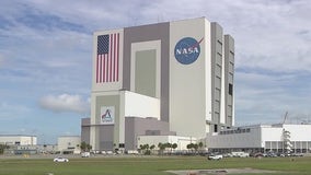 NASA Artemis II booster arrives at KSC