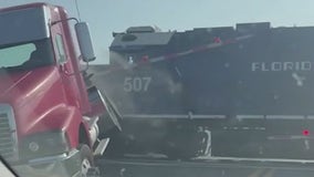 Train slams into semi-truck in Melbourne