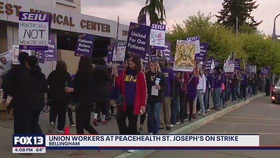 Union workers at PeaceHealth Hospital in Bellingham go on strike