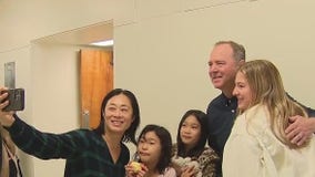 Rep. Adam Schiff in line to cast ballot in Burbank