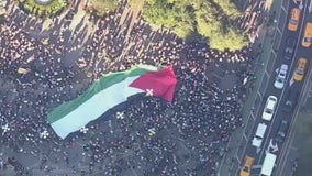 Pro-Palestinian protesters mark Oct. 7 in NYC