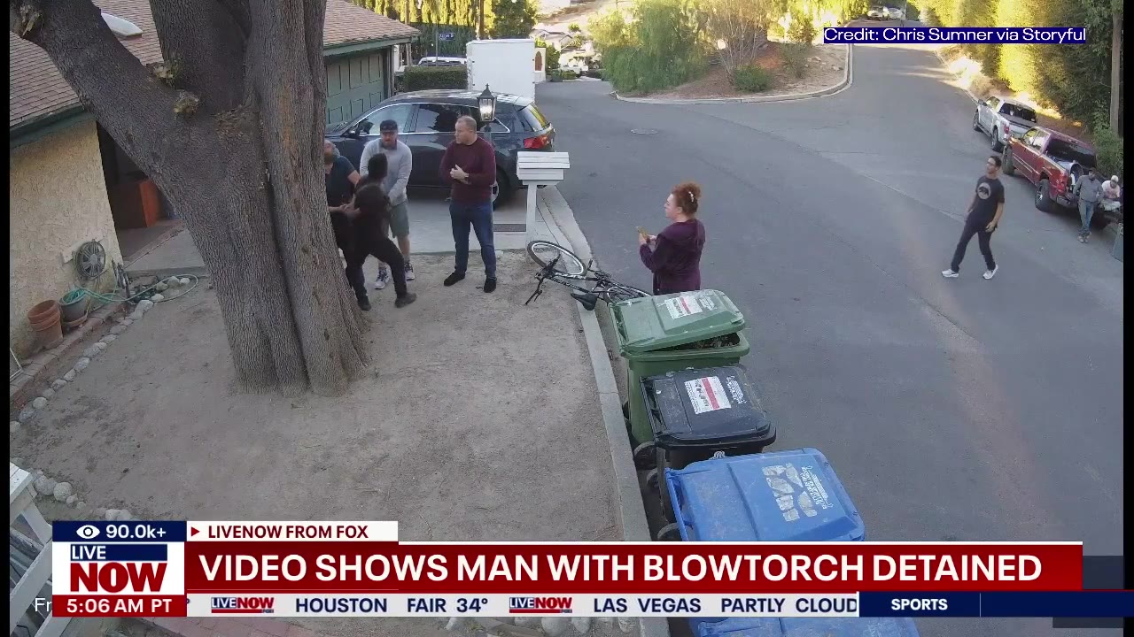 Video shows man with blowtorch near LA fire