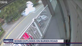 Video shows bomb exploding on Burien road