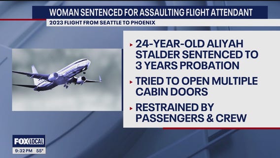 Woman sentenced in flight attendant assault