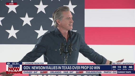 Newsom rallies in Texas over Prop 50 win
