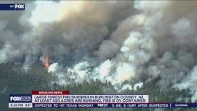 Wildfire burning in Burlington County