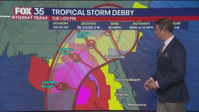 Tropical Storm Debby to become hurricane before Florida landfall