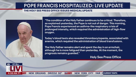 Pope Francis still in critical condition with early kidney failure