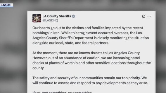 LA County Sheriff's Dept. apologizes for 'inappropriate' Iran social media post