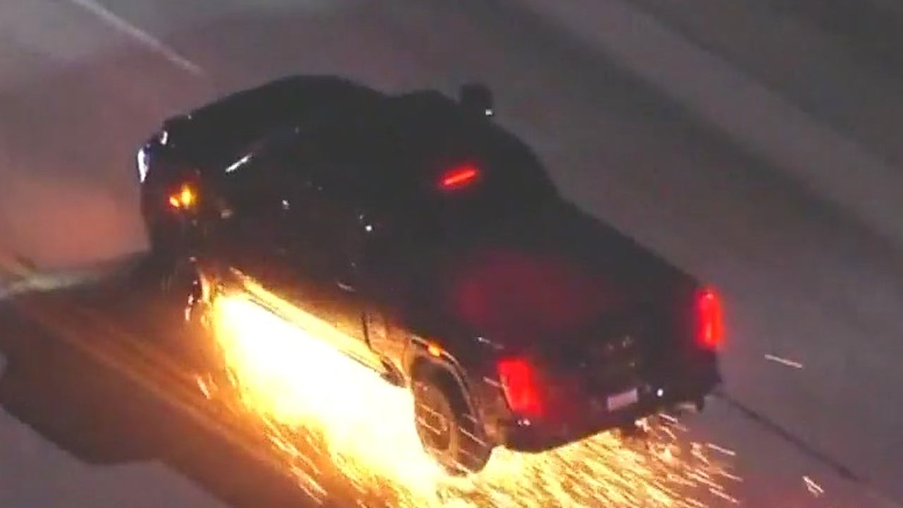 Police chase suspect leaves trail of spark | FOX 11 Los Angeles