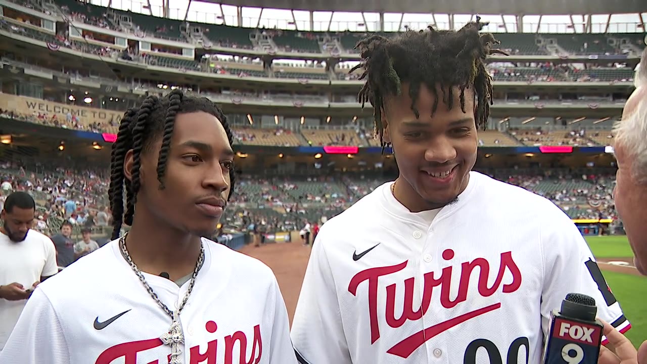 Wolves rookies throw out first pitch at Twins game