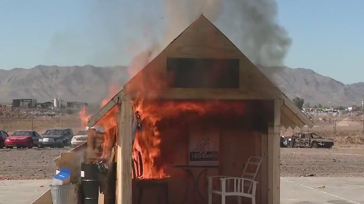 Firefighters demonstrate 4th of July firework safety