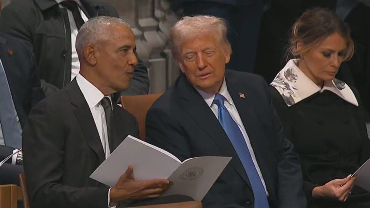 Obama and Trump talk at Jimmy Carter's funeral