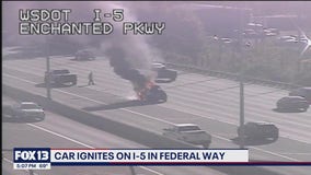 Car ignites on I-5 in Federal Way