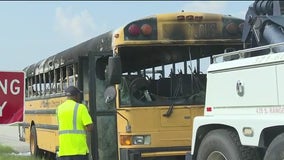 School bus catches fire on I-95