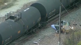 3 dead after freight train-vehicle collision in Harvey