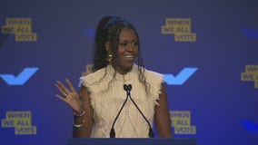 Michelle Obama speaks at "When We All Vote" rally in Atlanta