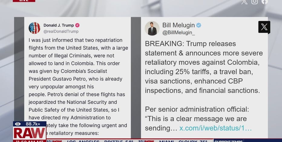 Trump latest: Colombia retaliation; Palestinian refugee comments