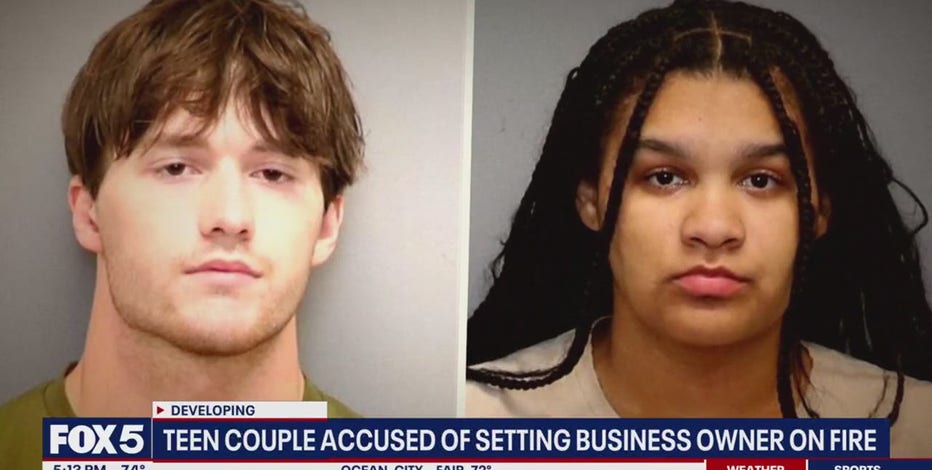 Teen couple accused of trapping Maryland man inside his own car, lighting it on fire