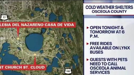 Cold weather shelters activated across Central Florida