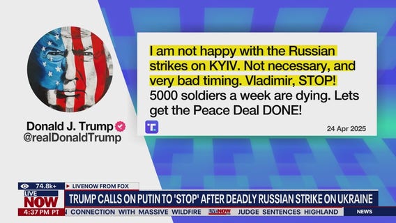 Trump calls for Putin to 'stop' following airstrike