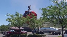 Hot air balloon crash damages fairground