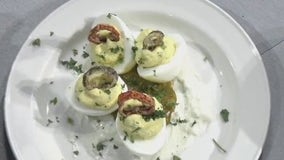 Spicy deviled eggs at Caroline