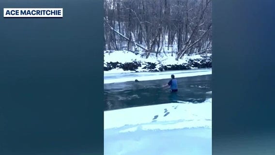 Vermont man rescues dog from freezing river