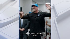 Detroit Lions locker room celebration after beating Minnesota