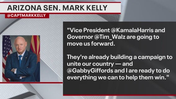 Mark Kelly issues statement on Kamala Harris' running mate pick | 2024 Election
