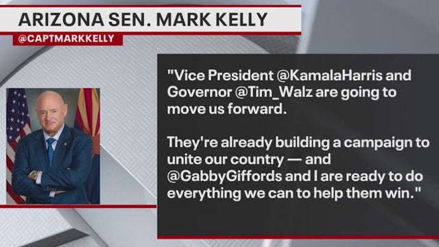 Mark Kelly issues statement on Kamala Harris' running mate pick | 2024 Election