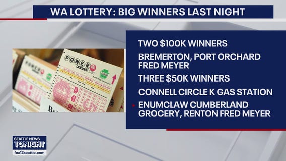No jackpot, but WA has several $100K, $50K Powerball winners