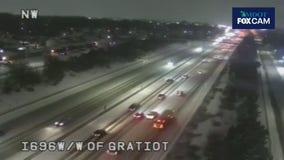 Slick road conditions around Detroit