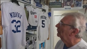Diehard Dodgers fan shows off his memorabilia