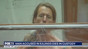 LA man accused of killing wife, her parents, dies