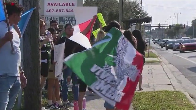'A Day without Immigrants': Group protests against ICE raids in Sanford, Florida