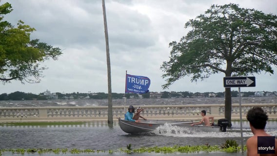 Watch: Pro-Trump boaters speed down flooded Tampa street