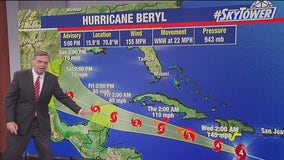 Beryl now a strong Category 4 approaching Jamaica